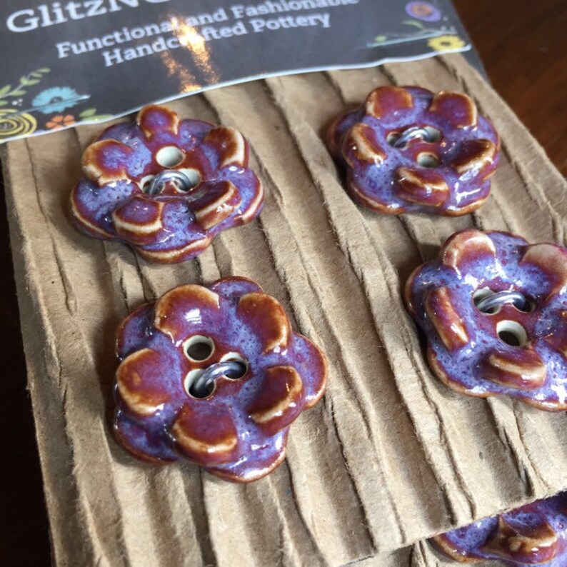 Ceramic Flower Buttons Multicolored Handmade Buttons 3D Etsy