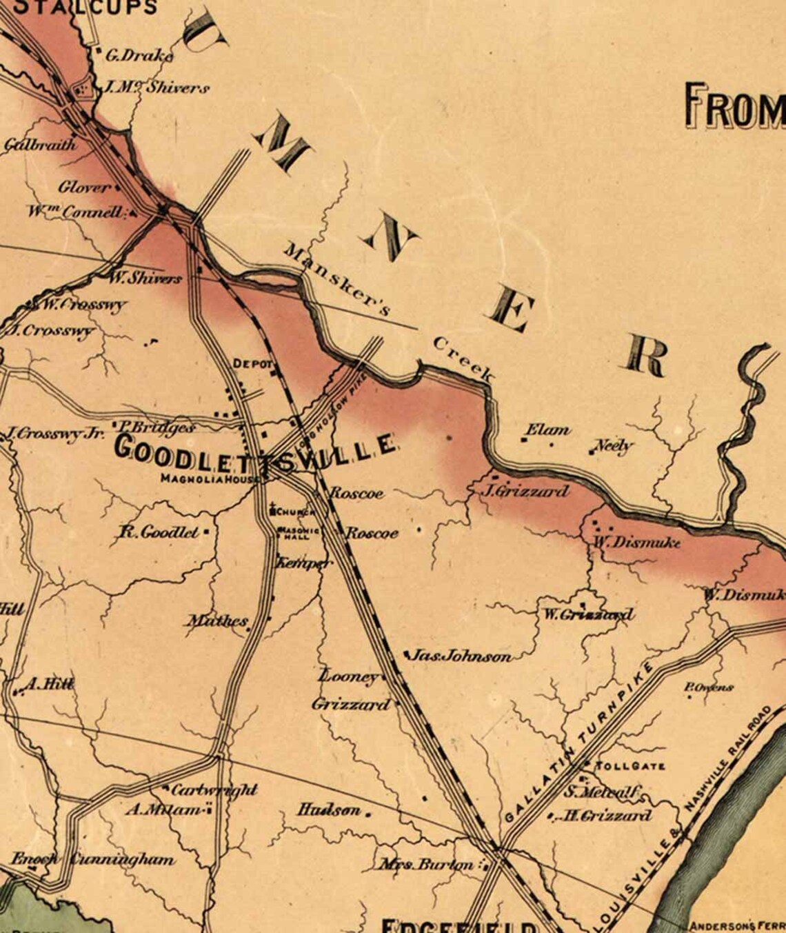 Davidson County Tennessee 1871 Old Wall Map Reprint with Etsy