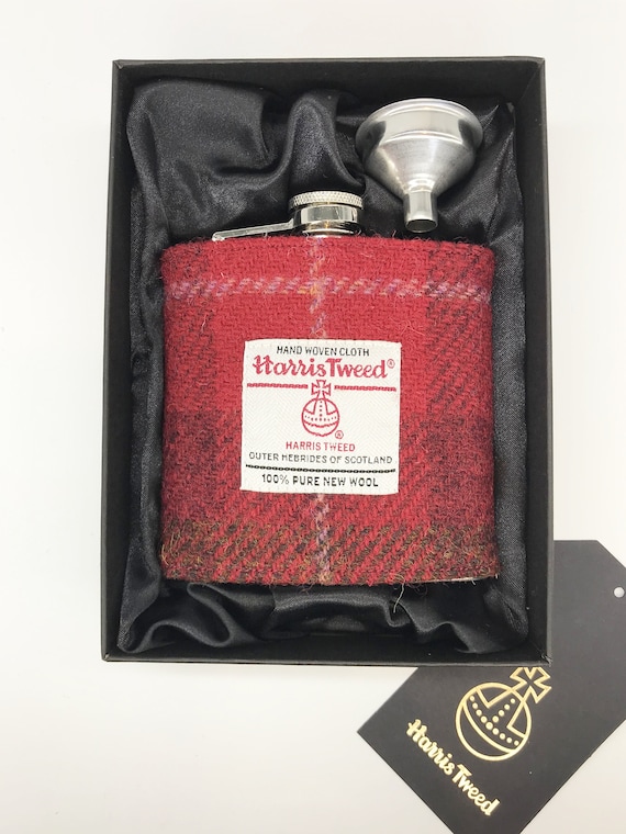 Created By The Ridleys Harris Tweed 6oz Hip Flask in Gift Box with Removable Sleeve HT29 Ideal for Groomsmen Gifts//Weddings 18th or 21st Birthday celebration