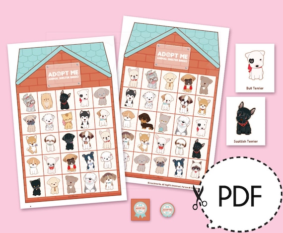 Adopt Me Animal Shelter Bingo Game Kitprintable Pdf Download Etsy - we need to stop adopt me roblox forum