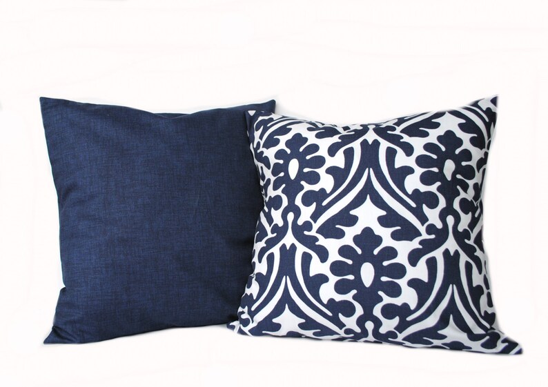 Indigo Blue Navy Gray White Pillow Throw Pillow Pillow Home Etsy