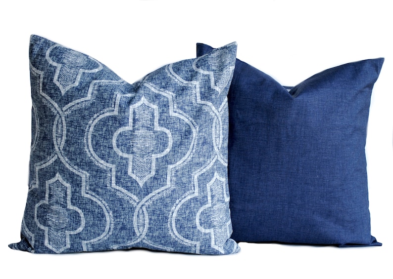 Indigo Blue Navy Gray White Pillow Throw Pillow Pillow Home Etsy