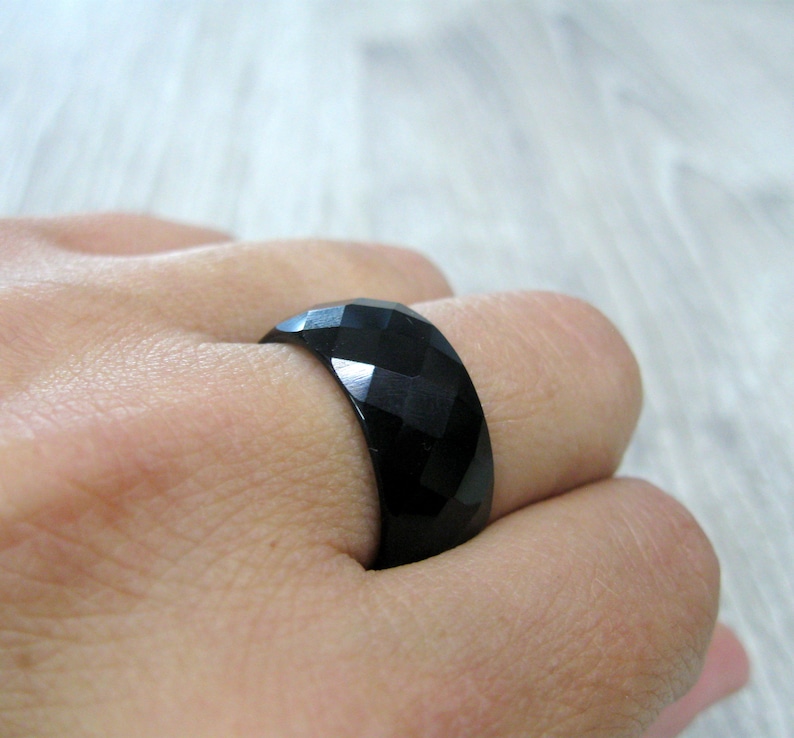 black-onyx-ring-natural-solid-stone-faceted-band-size-6-7-8-9-etsy