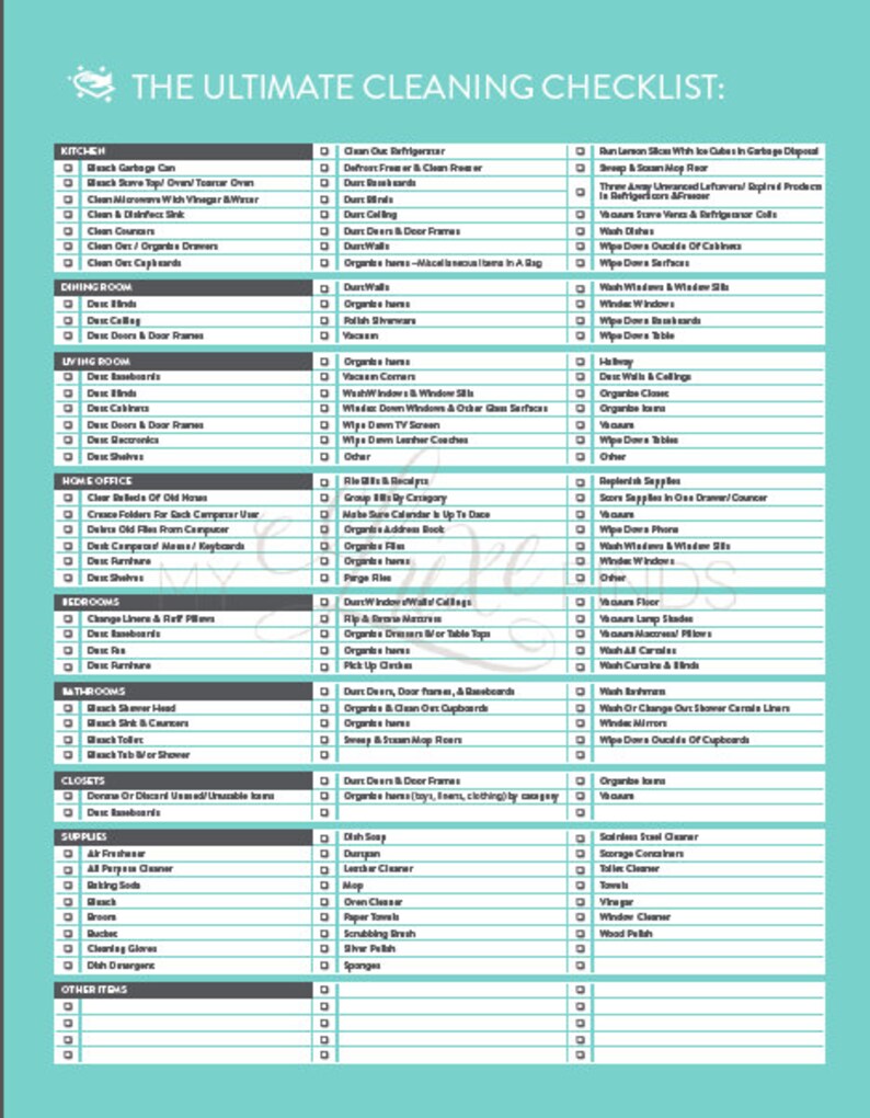 pdf professional house cleaning checklist printable pdf professional house cleaning checklist printable
