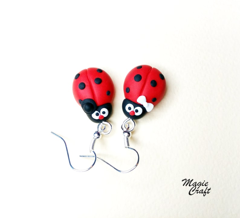 Ladybird Ladybug Earrings Handmade in Polymer Clay Etsy