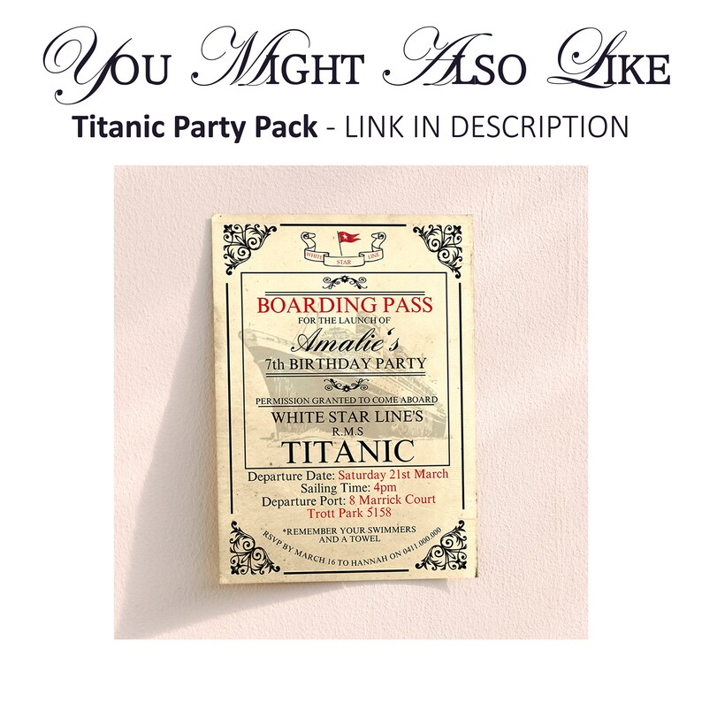 Titanic Party Supplies Printable Titanic Party Pack Titanic Etsy