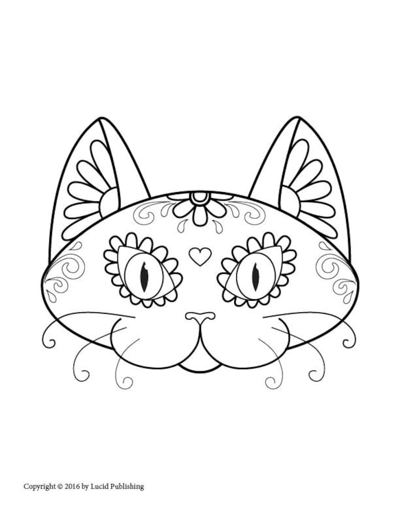 Printable Halloween Costume Day of the Dead Sugar Skull Cat | Etsy