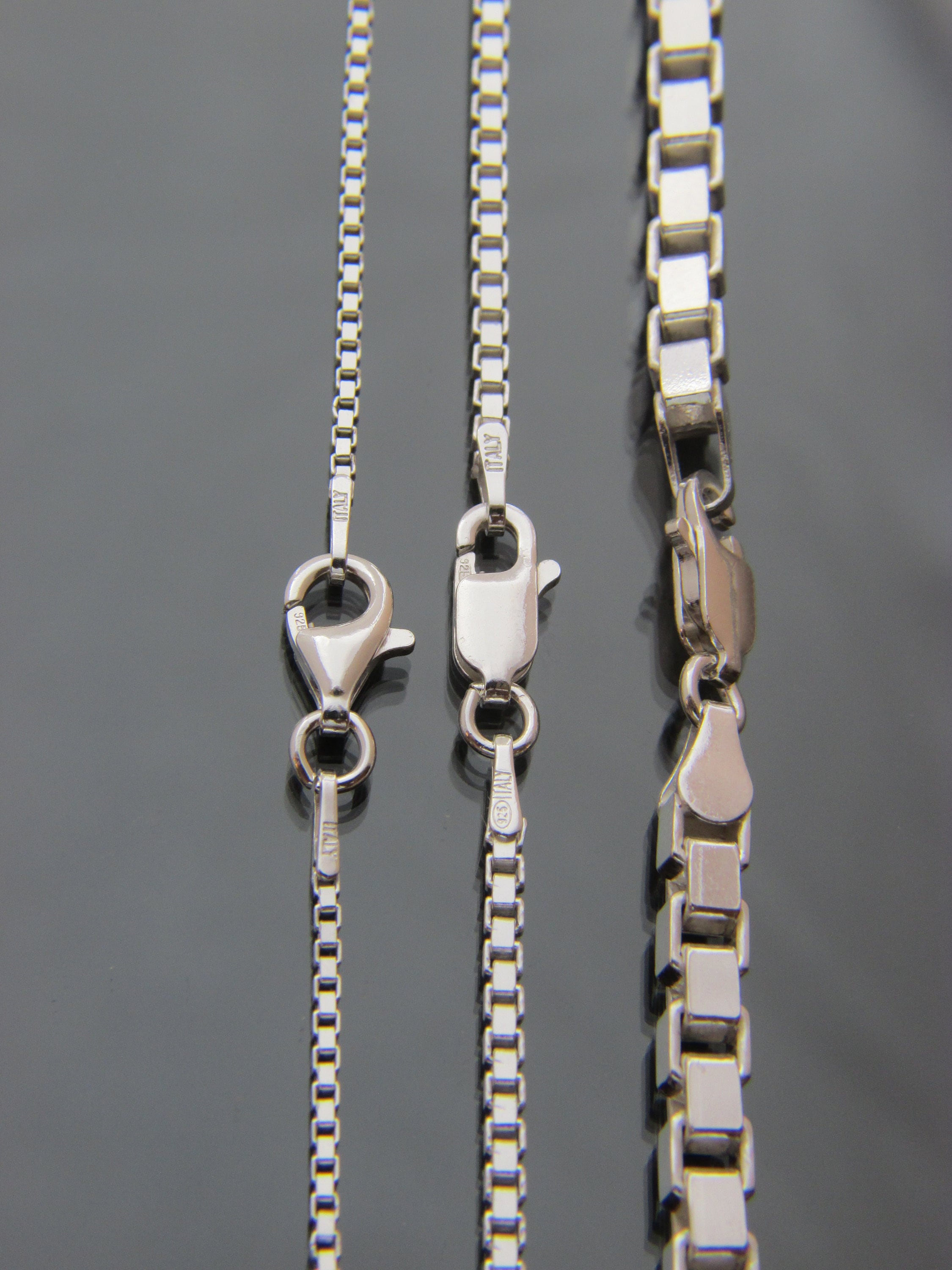 Real Solid 925 sterling silver Box Chain necklaces 1.4mm 2mm Etsy