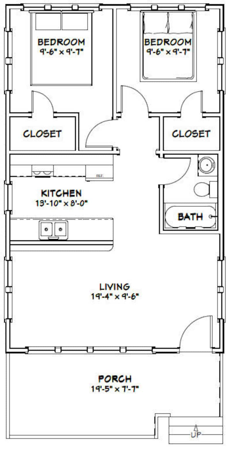 20x32 Tiny House 2-Bedroom 1-Bath 640 sq ft PDF Floor | Etsy