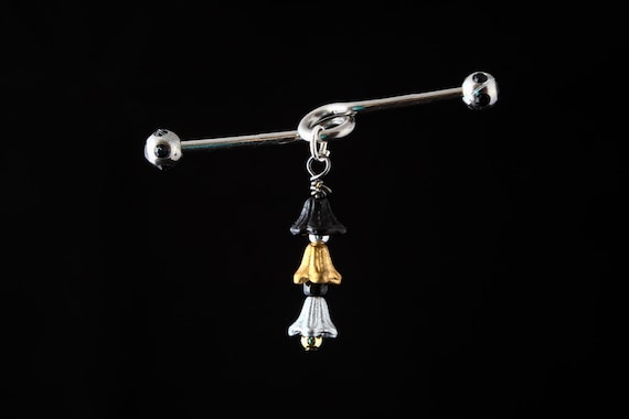 Industrial Barbell with Rhinestone 
