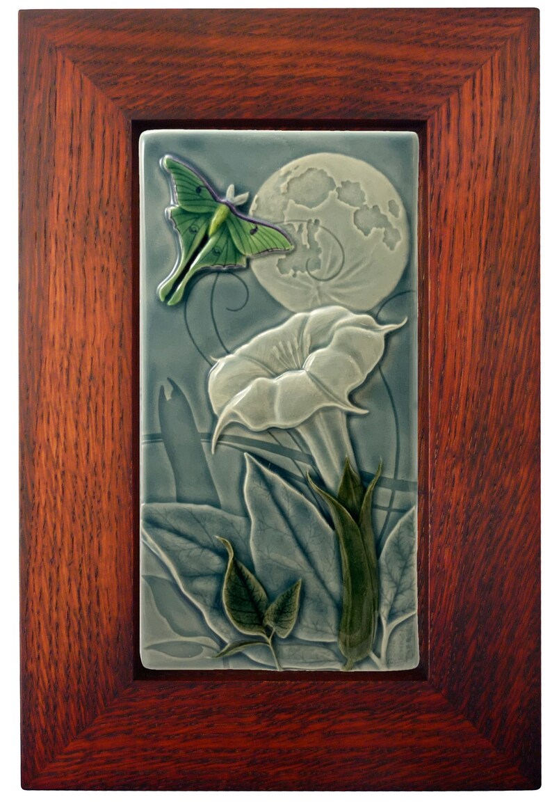 Framed Luna ceramic tile home decor wall art art tile 4 x Etsy