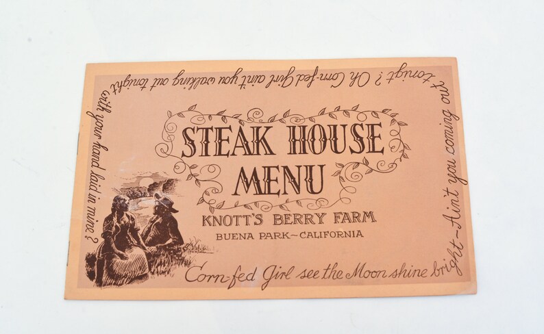 Knott/'s Berry Farm Steak House Menu 1940s