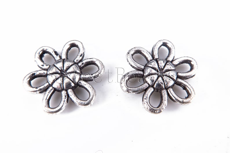 silver flower connector beads silver blossom beads jewelry beads for womens jewelry metal daisy beads 20pcs 11mm floral beads