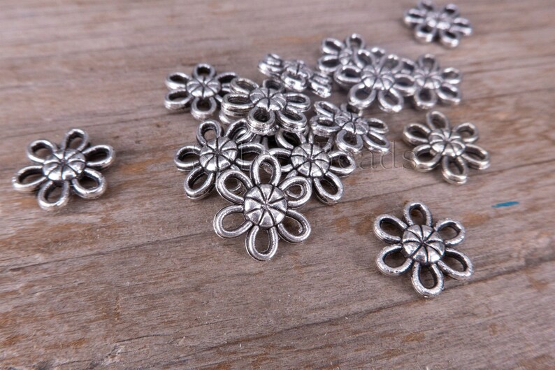 silver flower connector beads silver blossom beads jewelry beads for womens jewelry metal daisy beads 20pcs 11mm floral beads