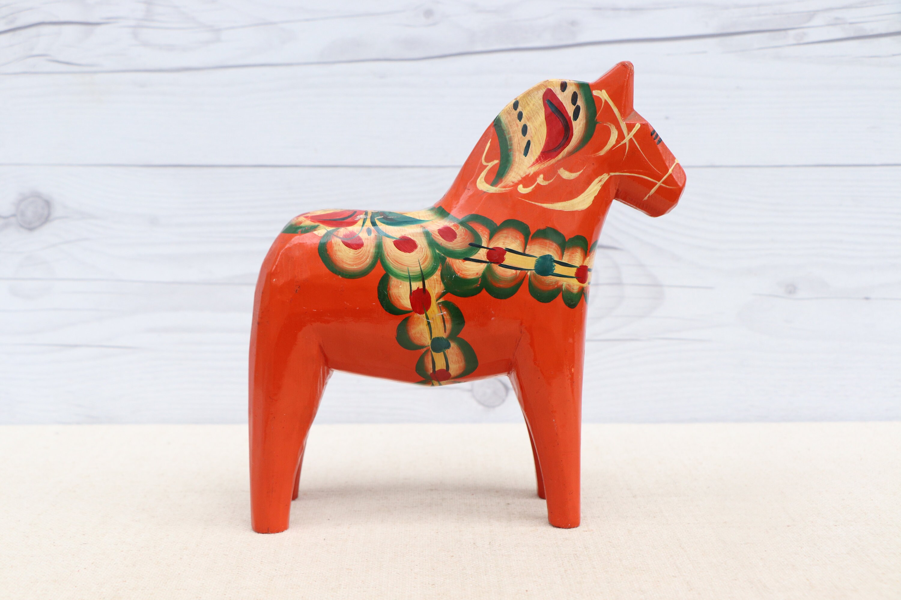 Vintage Large Swedish Orange Dala Horse Souvenir Swedish Folk | Etsy