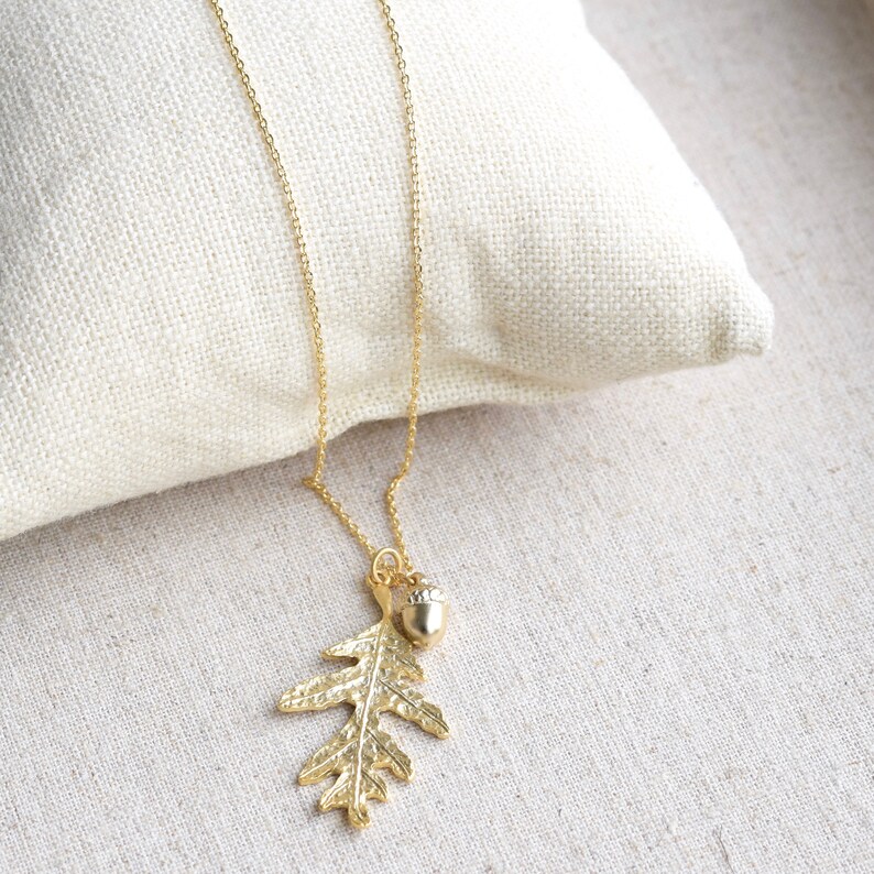 Oak Leaf Acorn Necklace Gold Or Silver Leaves - Silver Oak Leaf Pendant Oak Leaf Acorn Necklace Gold Or Silver Leaves - Silver Oak Leaf Pendant