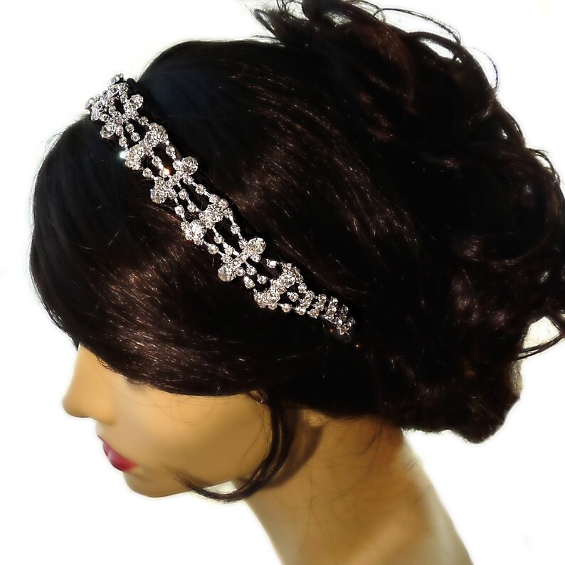 Cinta de cabello para novia con rhinestone Banda para ...