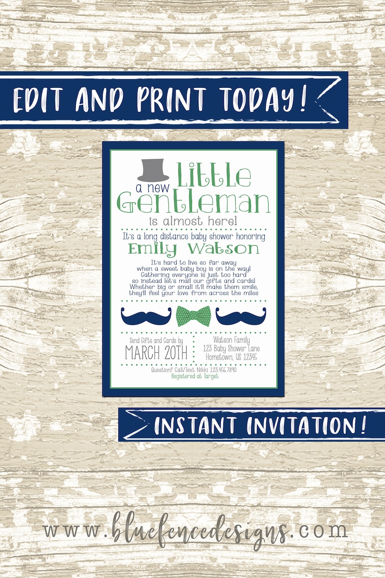 Long Distance Baby Shower Invitation by Mail Across the | Etsy