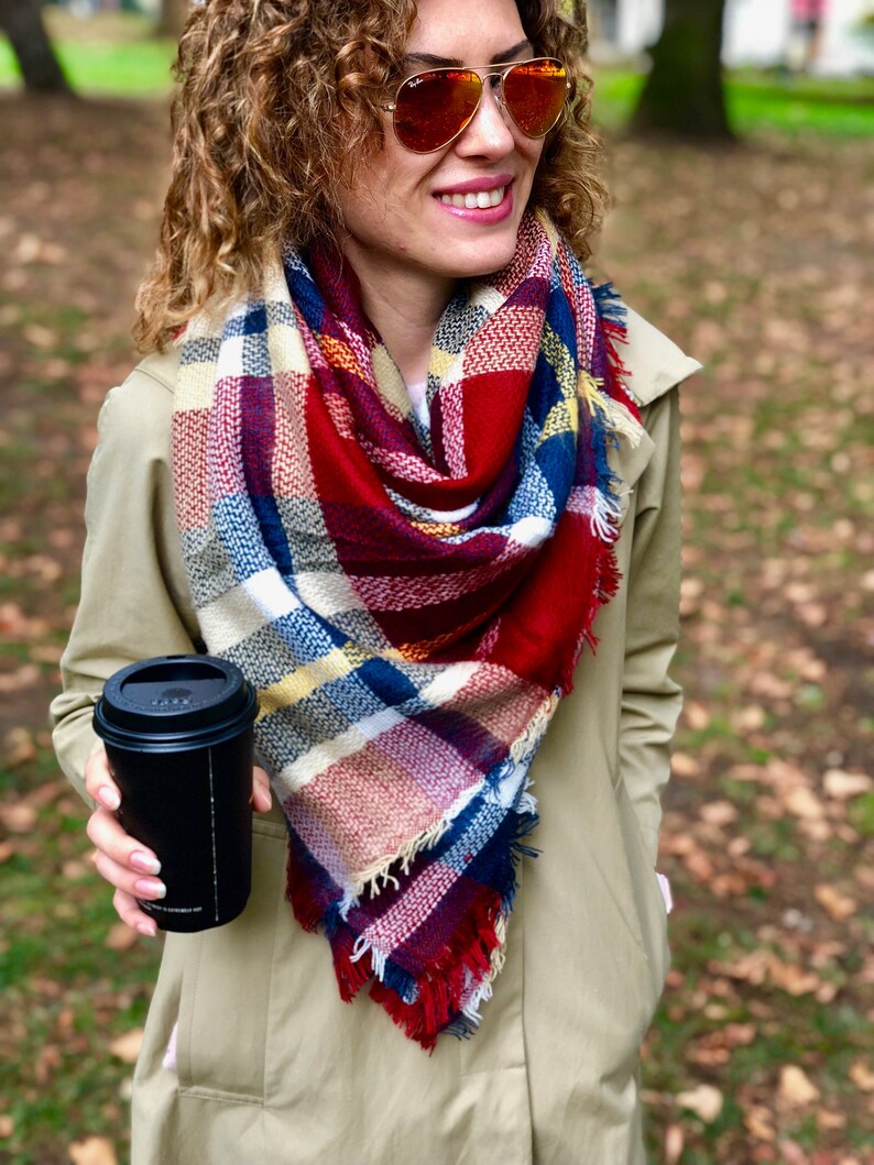 Plaid Scarf Woman Scarf Flannel Scarf Winter/Fall Scarf Etsy