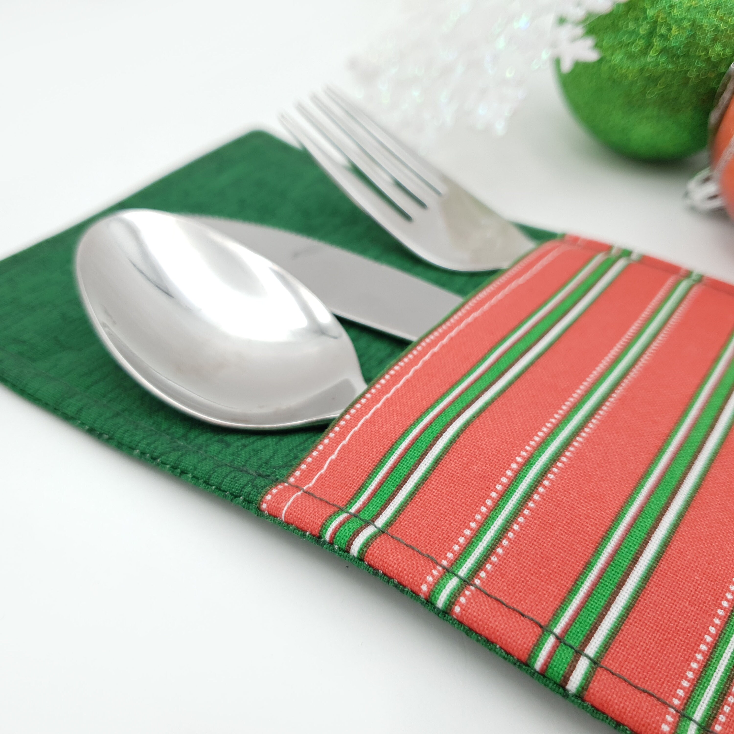 Christmas cutlery holder cutlery pouch Fabric tableware set Etsy