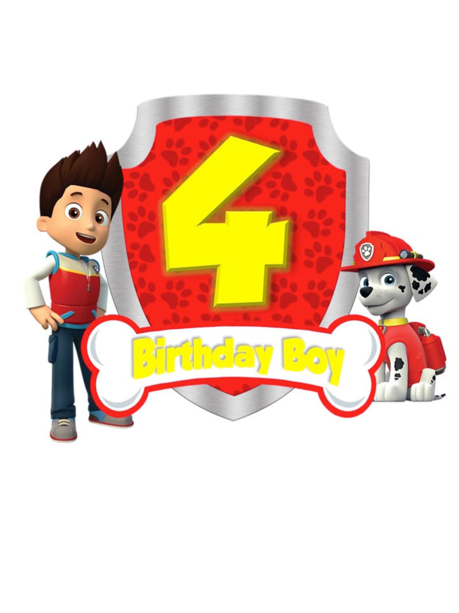 Paw Patrol Marshall Fourth Birthday Shirt Decal | Etsy