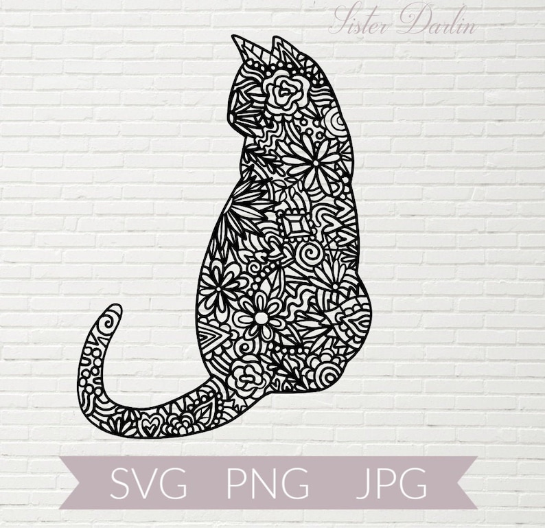 Download Cat Mandala SVG Cat Zentangle SVG Cat Clipart Cat Cricut | Etsy