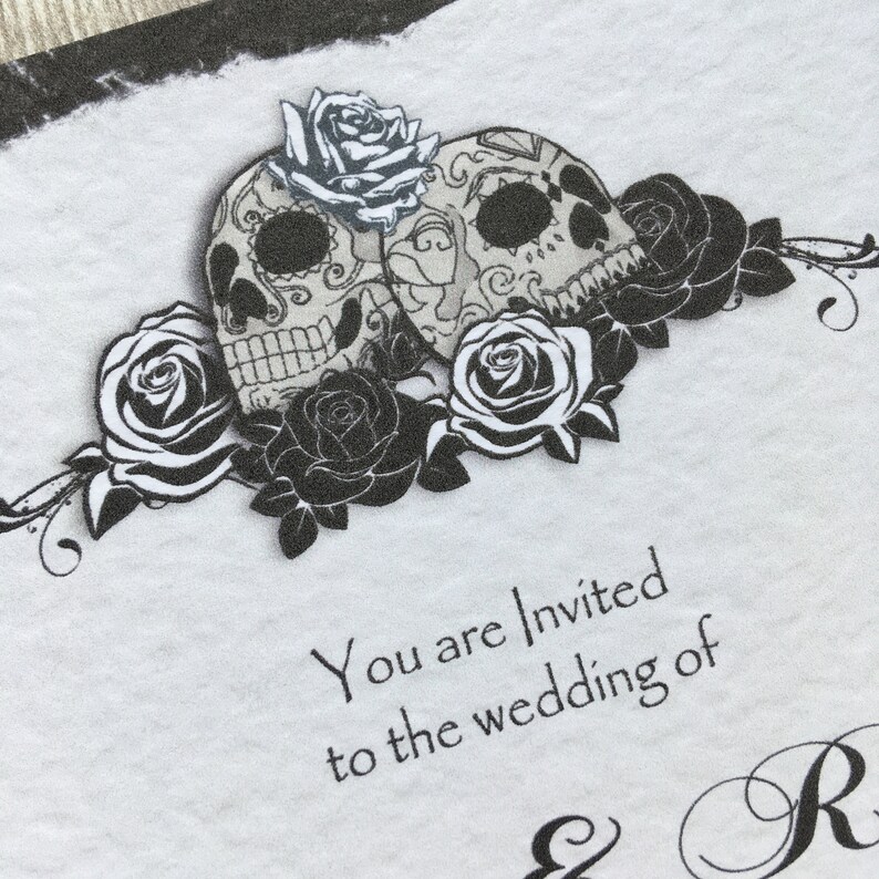 Skulls and Roses Wedding Invitation with Free RSVP Goth Etsy