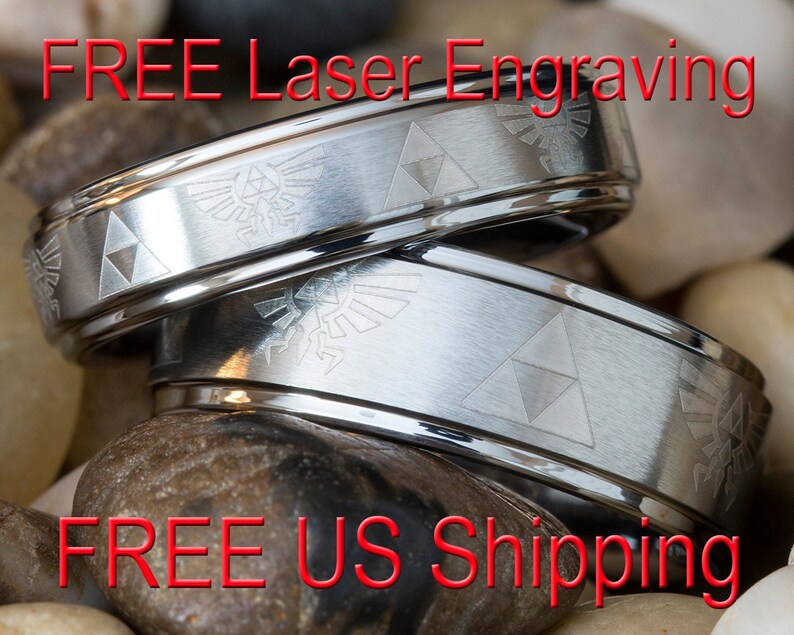 Tungsten Wedding Rings His/Hers 8mm and 6mm 1-Step Satin Pipe | Etsy