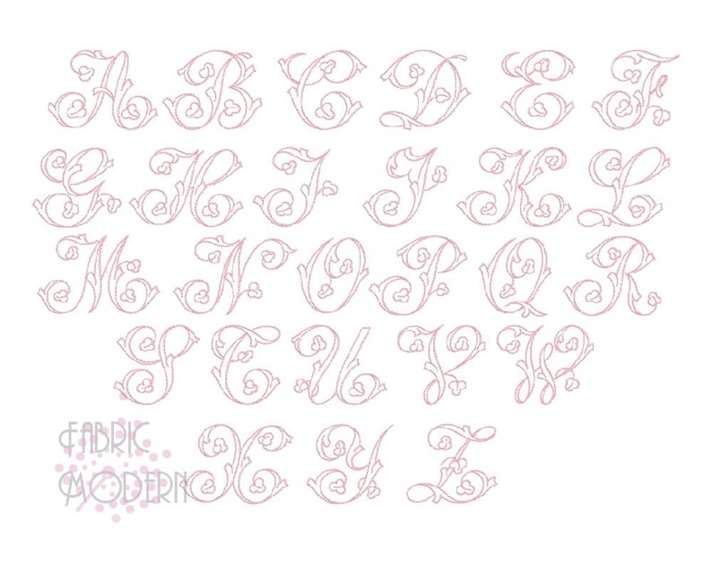 1.5 Garden Script Monogram Monogram font embroidery | Etsy