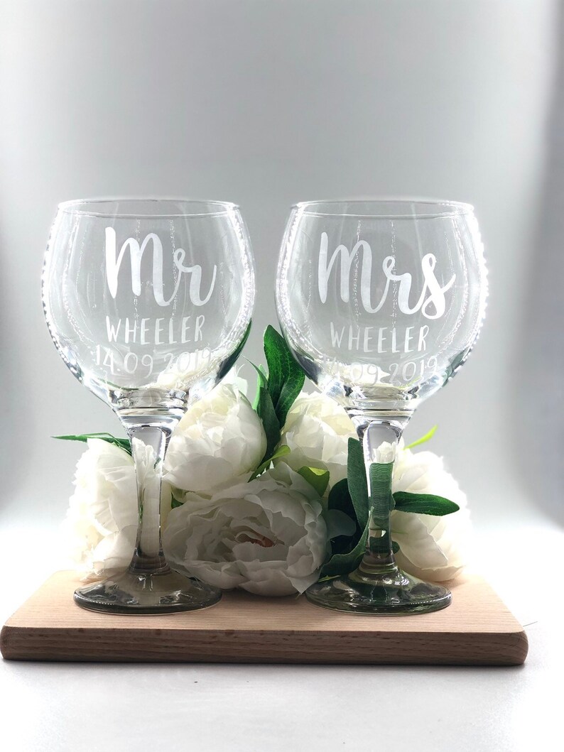 Personalised Gin Glasses Custom Mr & Mrs Gin Glass Set Etsy