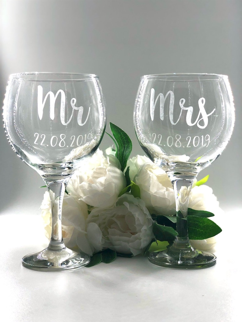 Personalised Gin Glasses Custom Mr & Mrs Gin Glass Set Etsy