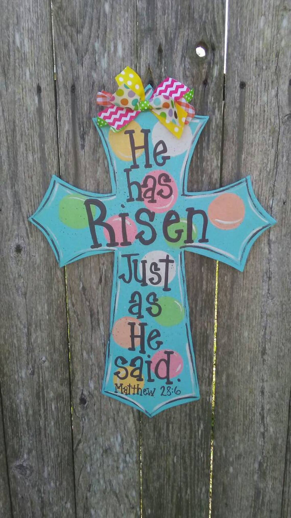 Easter cross door hanger/ Easter decor/ He has risen cross/ | Etsy