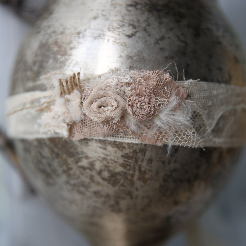 Hippy Tieback Newborn Headband Ecru Lace Vintage headband Hippy headband vintage newborn Vintage tieback Newborn Newborn Photoshoot