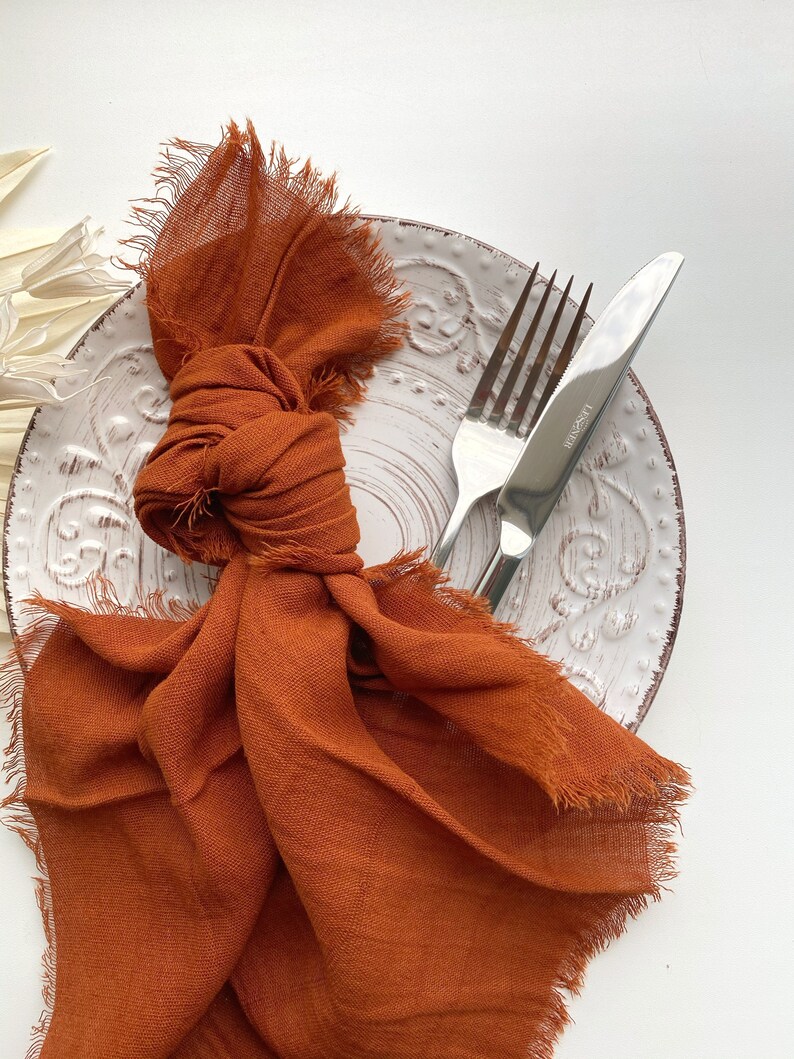 Rust cotton dinner napkins Napkins for wedding Wedding Etsy