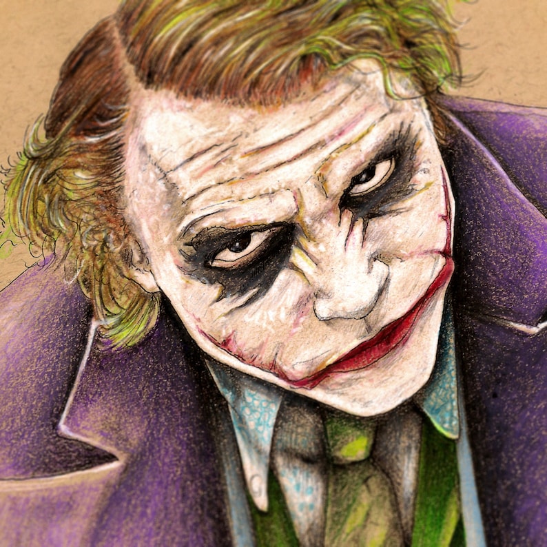 The Joker from The Dark Knight Illustrated Giclee Print | Etsy