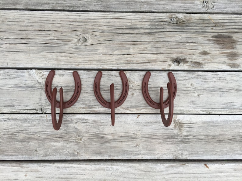 Hooks Set of Three Horseshoe Hooks Horseshoe Decor Etsy
