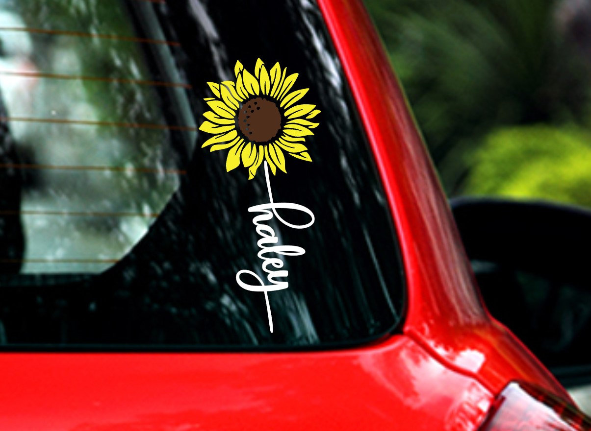 Personalized Sunflower Vinyl Car Decal Name Sticker For Your Etsy 7003