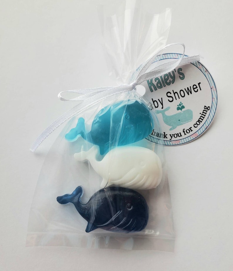 Whale Baby Shower Favors 10 Personalized Soaps with Tags