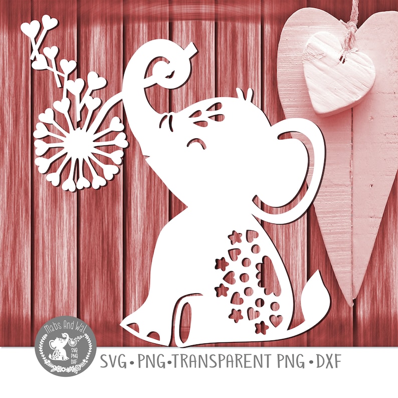 Elephant hearts SVG PNG DXF digital cutting file/elephant ...
