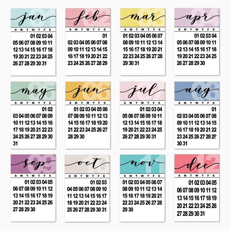 2020 printable desk calendar 4x6 cards pdf etsy