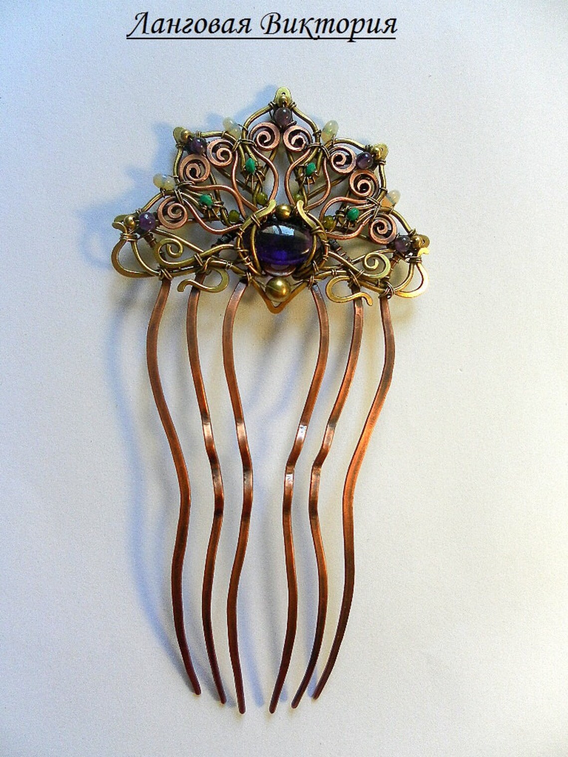 Hair comb jewelry Barrette hair wire wrapped pin for hair Etsy