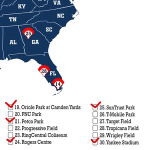 PRINTABLE MLB Ballparks Map-Baseball Stadiums Map-Major League | Etsy