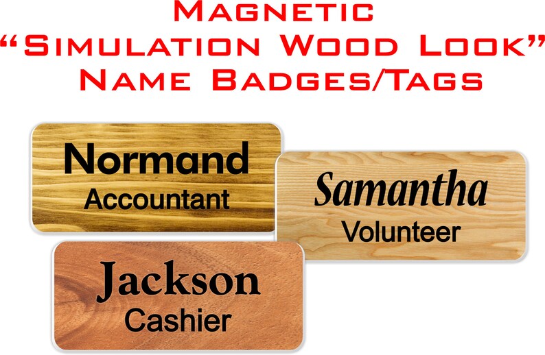 FAUXWOOD Name Tag Magnetic Name Badge Personalized Custom ID Tag