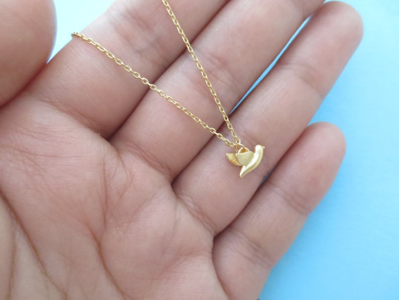Tiny necklace Cute necklace Dove necklace Bird necklace Gold Silver necklace Animal necklace Personalized gift Family gift
