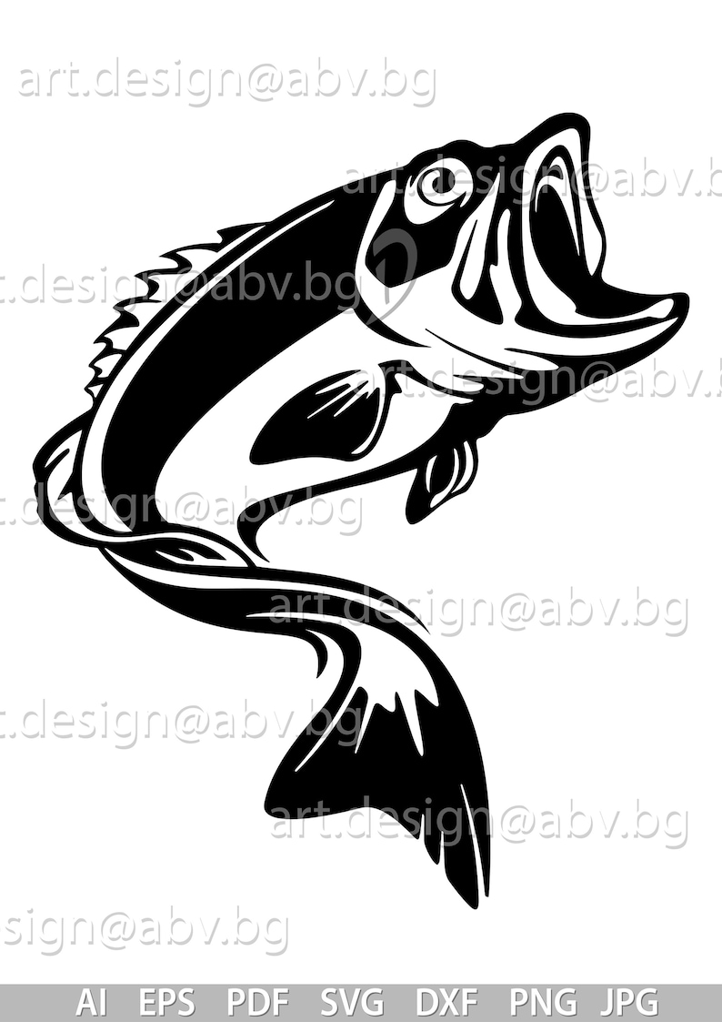 Download Vector FISH Largemouth Bass AI eps pdf PNG svg dxf jpg | Etsy
