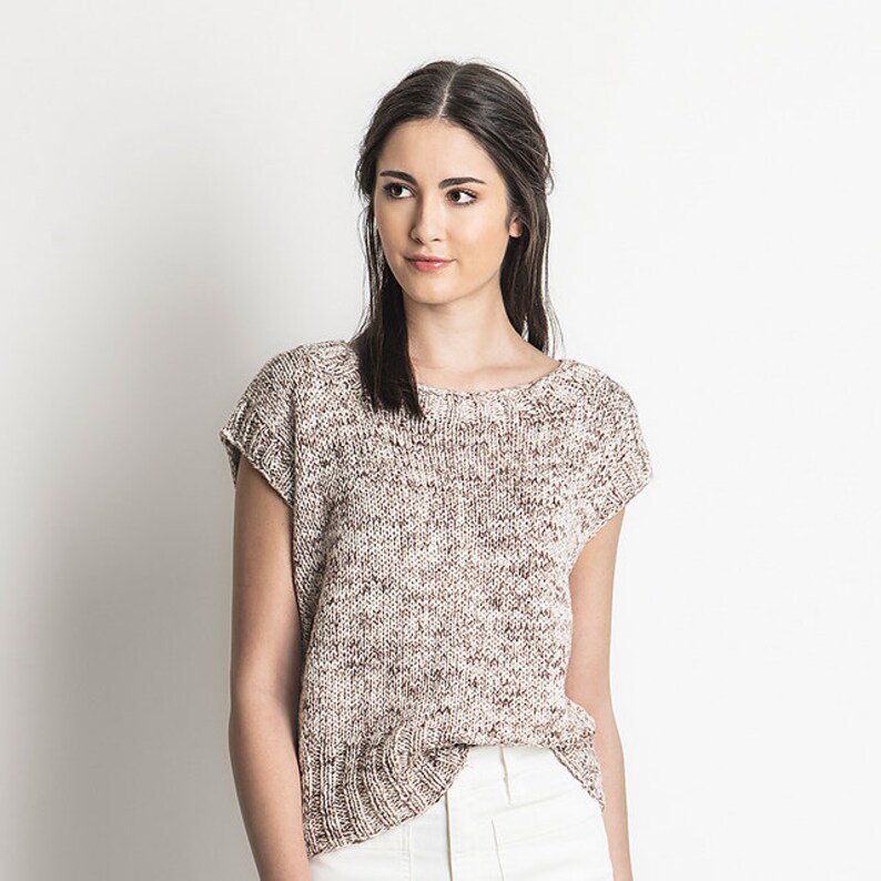 Seven Sisters Top made with organic cotton worsted weight yarn Knitting Pattern by Blue Sky Fibers