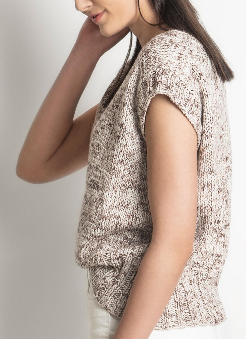 Seven Sisters Top made with organic cotton worsted weight yarn Knitting Pattern by Blue Sky Fibers