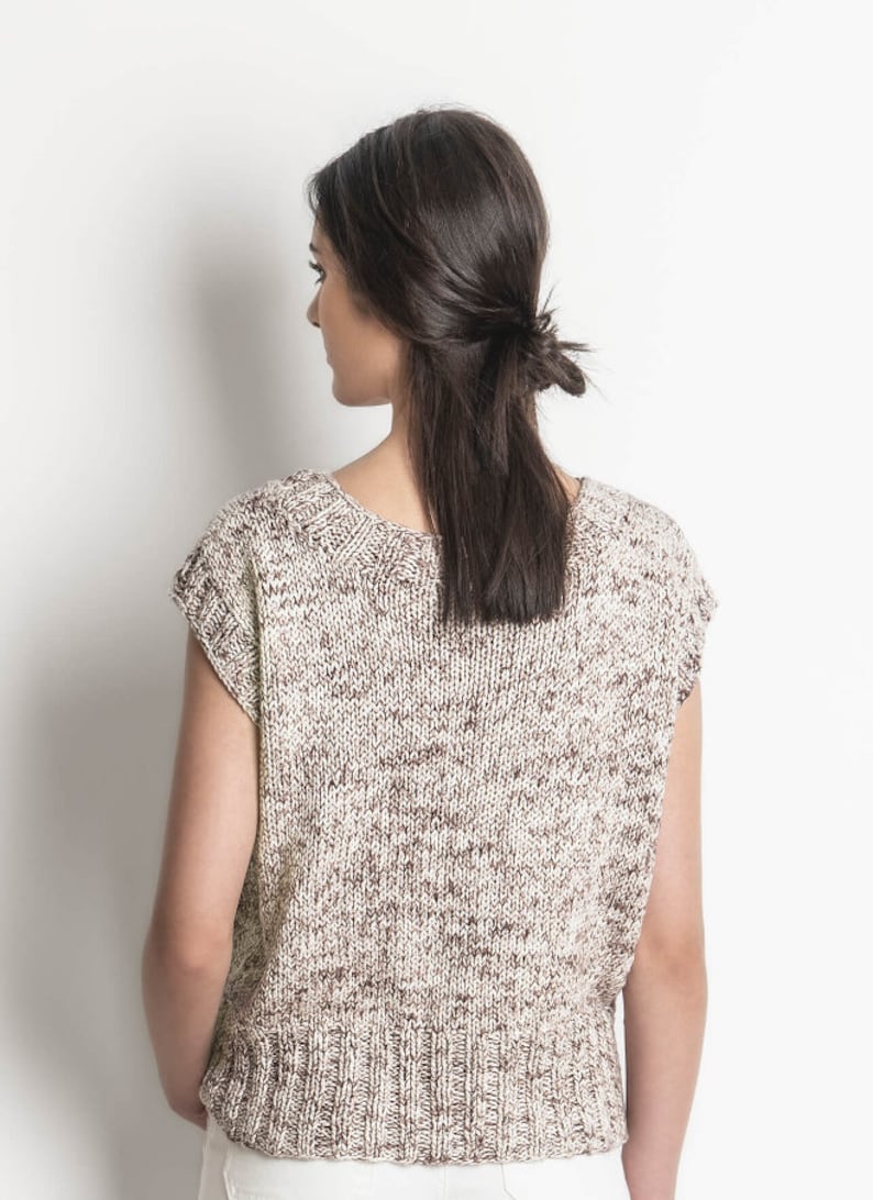 Seven Sisters Top made with organic cotton worsted weight yarn Knitting Pattern by Blue Sky Fibers