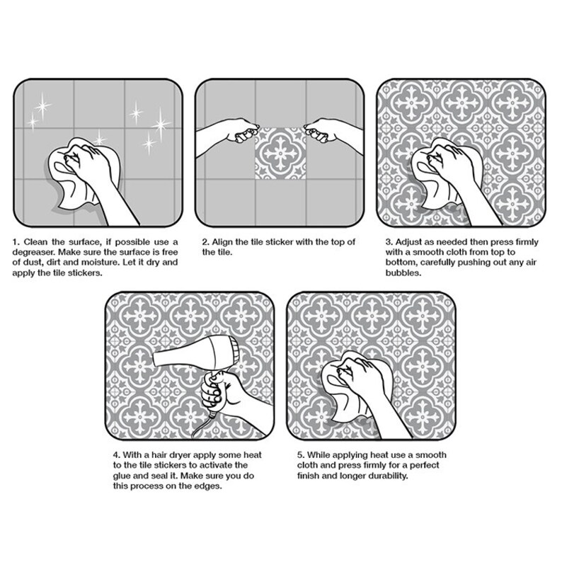 Bodenfliesen Fliesen Boden Vinyl Fliesenaufkleber Bad | Etsy