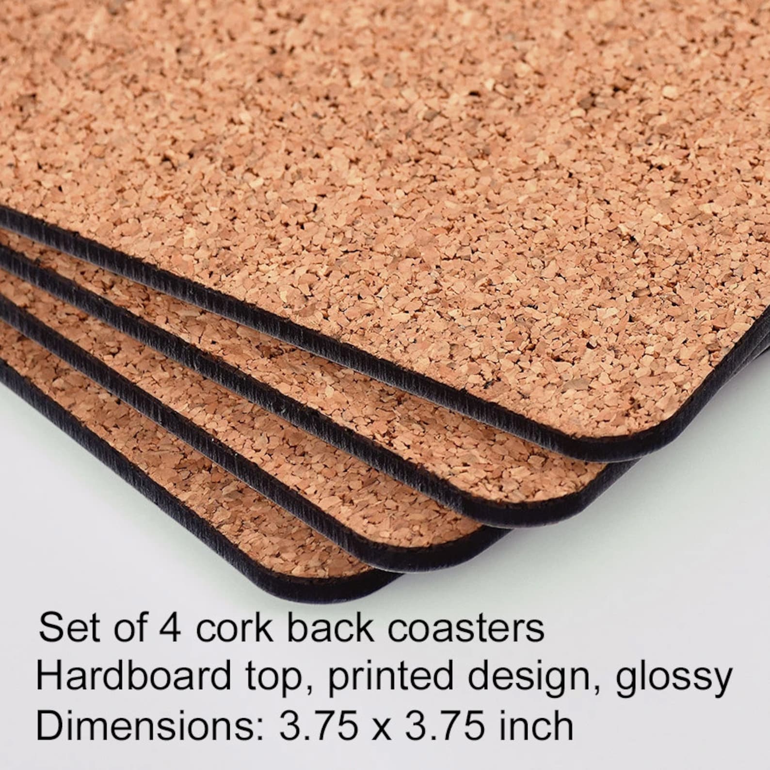 Personalized Cork Board Coaster Set of Four Coasters Etsy